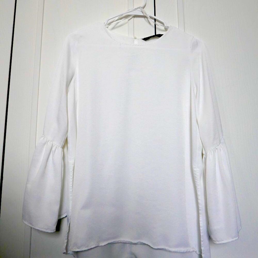 silky Zara shirt with trumpet sleeves